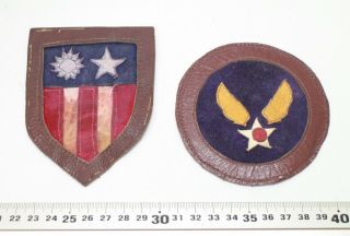 Us Ww2 Cbi Pilot Flight Squadron Leather Patches 007 - 3622