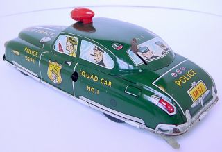 1950s MARX DICK TRACY TIN WIND - UP BATTERY OP POLICE DEPT.  SQUAD CAR NO.  1 4