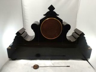 Stunning Large French Slate & Marble Mantel Clock by Japy Freres,  Serviced G.  W.  O 12