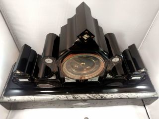 Stunning Large French Slate & Marble Mantel Clock by Japy Freres,  Serviced G.  W.  O 3