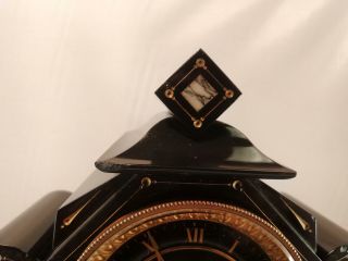 Stunning Large French Slate & Marble Mantel Clock by Japy Freres,  Serviced G.  W.  O 8