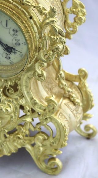 Antique Mantle Clock French Stunning 1880s Embossed Pierced Bronze Bell Striking 10