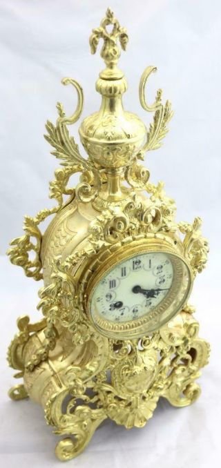 Antique Mantle Clock French Stunning 1880s Embossed Pierced Bronze Bell Striking 5