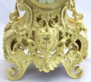 Antique Mantle Clock French Stunning 1880s Embossed Pierced Bronze Bell Striking 7