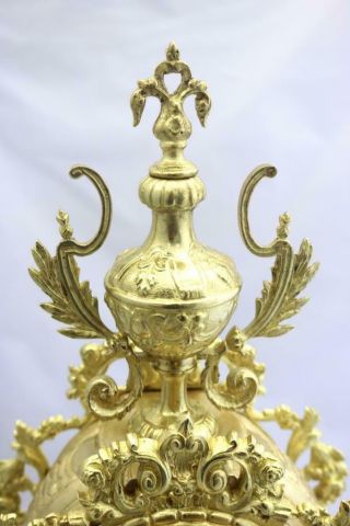 Antique Mantle Clock French Stunning 1880s Embossed Pierced Bronze Bell Striking 8