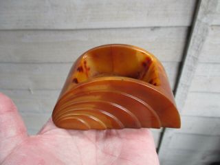 An Art Deco Carvacraft Amber Phenolic Bakelite Ash Tray C1930