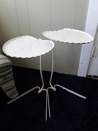 Salterini Lily Pad Leaf Cream Pair Nesting Garden Cottage Tables 8