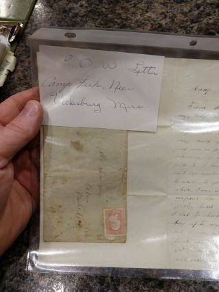 Authentic U.  S.  Civil War Union Soldier Pow Letter Camp Fisk Vicksburg 1865
