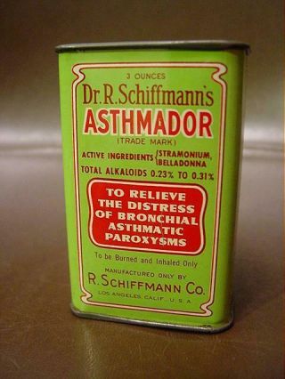 Full 3 Oz Tin Of Vtg Dr Schiffmanns Asthmador Homeopathy Quack Medicine