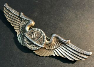 Wwii Vintage Us Army Air Forces Navigator Wings Sterling Silver Pin Badge E24