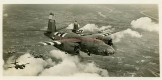 Wwii Photo - B - 26 Marauder Bomber Plane Nose Art & D - Day Stripes - Thumbs Up