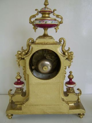 LARGE Antique Mantle Clock French GILT Sevres Bell Striking FOR RESTORATION 4
