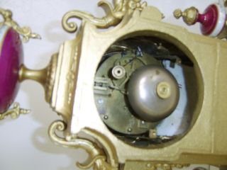 LARGE Antique Mantle Clock French GILT Sevres Bell Striking FOR RESTORATION 5
