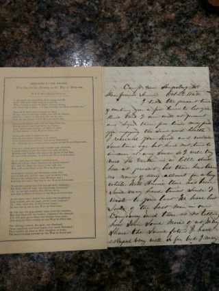Authentic U.  S.  Civil War Union Soldier Letter Camp At Sharpsburg 1862