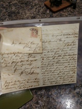Authentic U.  S.  Civil War Union Soldier Letter Camp At Uptons Hill Virginia 1863