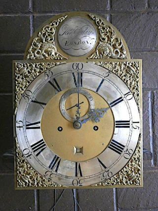 C1750 8 Day Longcase Grandfather Clock Dial,  Movement 12x16,  1/2 Hen Cooley