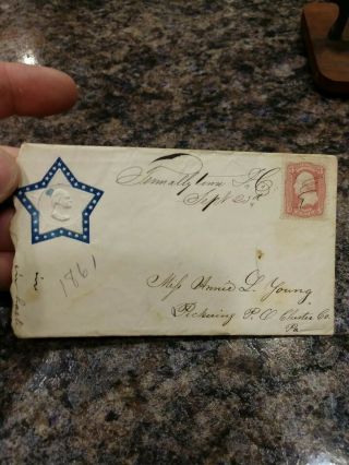 U.  S.  Civil War 1861 Union Soldier Letter Letterhead Stamped Stamp Envelope