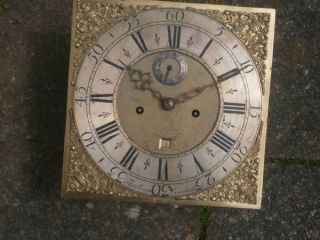 C1740 8 day LONGCASE GRANDFATHER CLOCK DIAL,  movement 12X 12 THO BRUTON of C 2