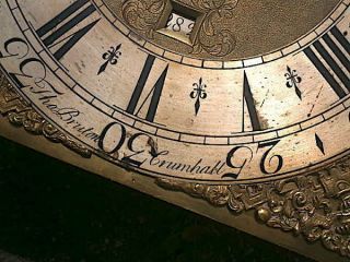 C1740 8 day LONGCASE GRANDFATHER CLOCK DIAL,  movement 12X 12 THO BRUTON of C 3