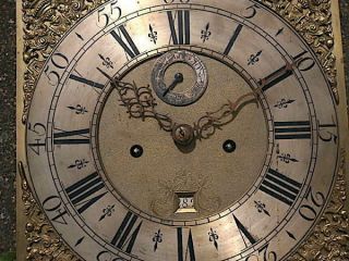 C1740 8 day LONGCASE GRANDFATHER CLOCK DIAL,  movement 12X 12 THO BRUTON of C 6