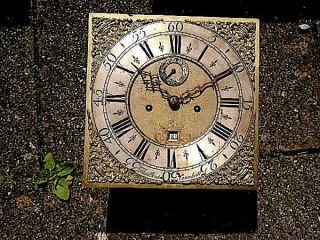 C1740 8 day LONGCASE GRANDFATHER CLOCK DIAL,  movement 12X 12 THO BRUTON of C 7