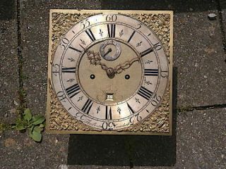 C1740 8 day LONGCASE GRANDFATHER CLOCK DIAL,  movement 12X 12 THO BRUTON of C 8