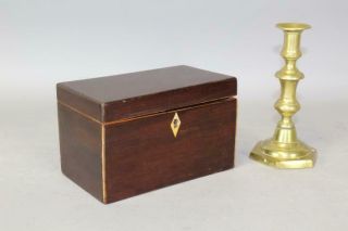 Great 18th C Mahogany Two Compartment Tea Caddy Lids In Rare Small Size