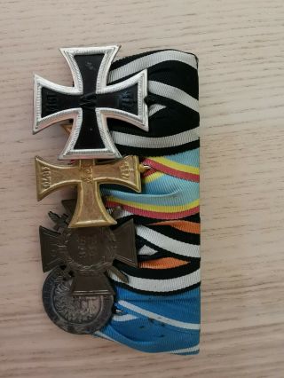 Imperial German Medal Bar 1914 Iron Cross Mecklenburg Ww1ordensspange