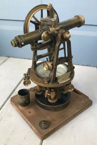 Antique 1890s Brass Buff & Berger Of Boston Surveyor Instrument Transit & Box 5
