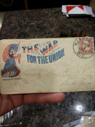 U.  S.  Civil War 1862 Union Soldier Letter Letterhead Stamp Stamped Envelope