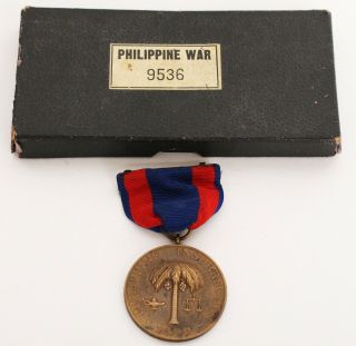 Authentic 1899 Philippine Insurrection War Us Army Service Medal Rim 9536