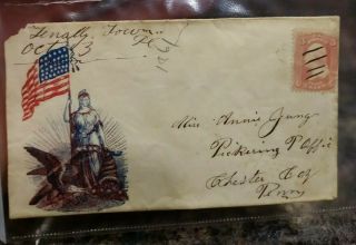 U.  S.  Civil War 1861 Union Soldier Letter Hand Cancelled Stamped Stamp Envelope