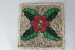 RARE FOLK ART 19TH C WOOL HOOKED RUG WITH A BOLD FLORAL DESIGN AND GREAT COLORS 8