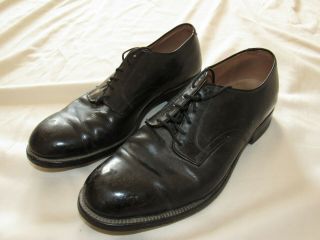 Vtg 60s 1968 Us Army Craddpck Terry Black Leather Oxford 9 R Military Navy Shoe