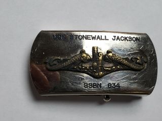 Vintage Vietnam Era Uss - Stonewall Jackson Submariner Submarine Belt Buckle
