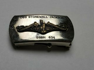 Vintage Vietnam Era USS - Stonewall Jackson Submariner Submarine Belt Buckle 2