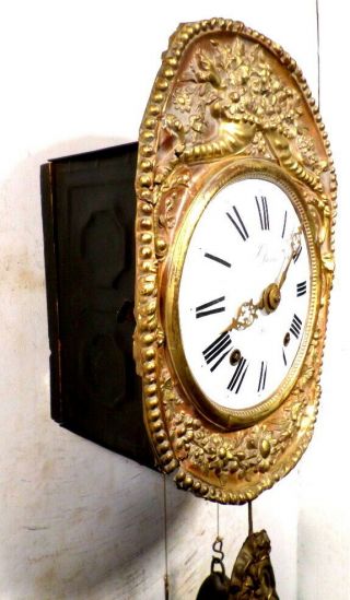 French Morbier Striking 2 Weight Wall Clock - - With Ornate Pendulum - 59 x 12 Inches 4