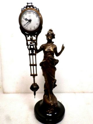 Diana Mystery Swinger Clock - - Clock Movement Swings On The Brass Diana Statue