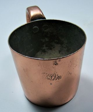 Rare Hallmarkd Gr6 1915 Wwi Copper British Royal Navy 1 Pint Rum Ration Grog Cup
