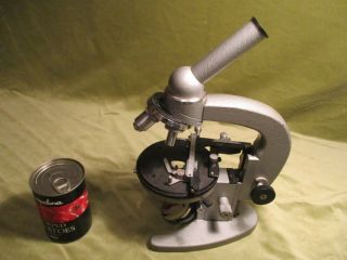 Microscope,  Vintage Russian Cold War Era,  Mechanical Rotating Stage,  4 X Obj