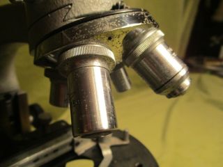 MICROSCOPE,  VINTAGE RUSSIAN COLD WAR ERA,  MECHANICAL ROTATING STAGE,  4 x OBJ 4