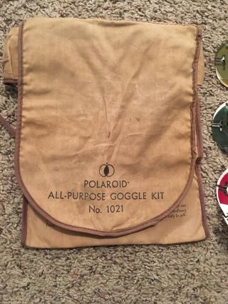 Vintage 1940 ' s WW2 AAF Polaroid All Purpose Goggle Kit With Lenses No.  1021 10