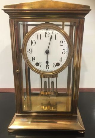 Early 20th Century Seth Thomas Brass Crystal Regulator Clock