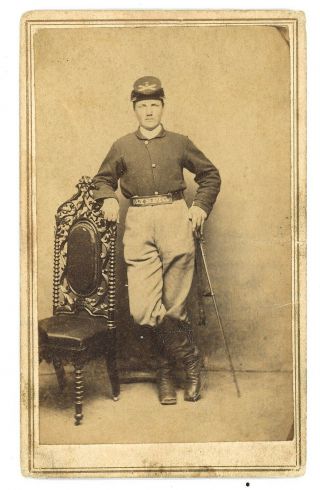 Cdv Photograph Armed Civil War Soldier Identified Fort Whipple Virginia 1
