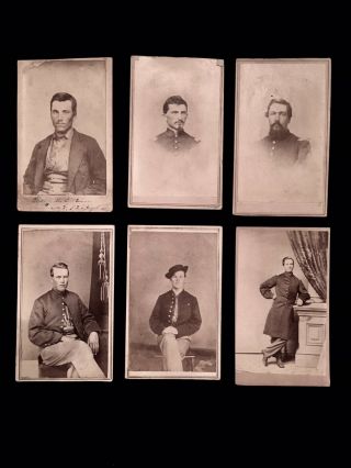 6 Civil War Cdvs Idd To 11th & 93rd Illinois Infantry,  3 Officers.