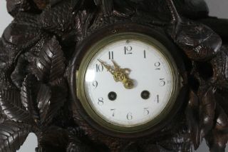 Large Antique 19thC Black Forest Carving of Pheasants Mantle Clock 5