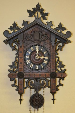 Antique German Black Forest Train Style Cuckoo Clock