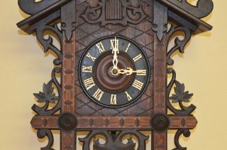 ANTIQUE GERMAN BLACK FOREST TRAIN STYLE CUCKOO CLOCK 4