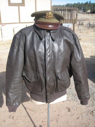 U.  S.  Air Force Pilot A - 2 Flight Jacket 46 Brown Leather Goat U.  S A.  Cooper