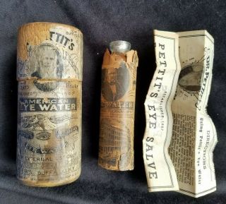 Old Wood Medicine Container & Bottle Pettit 